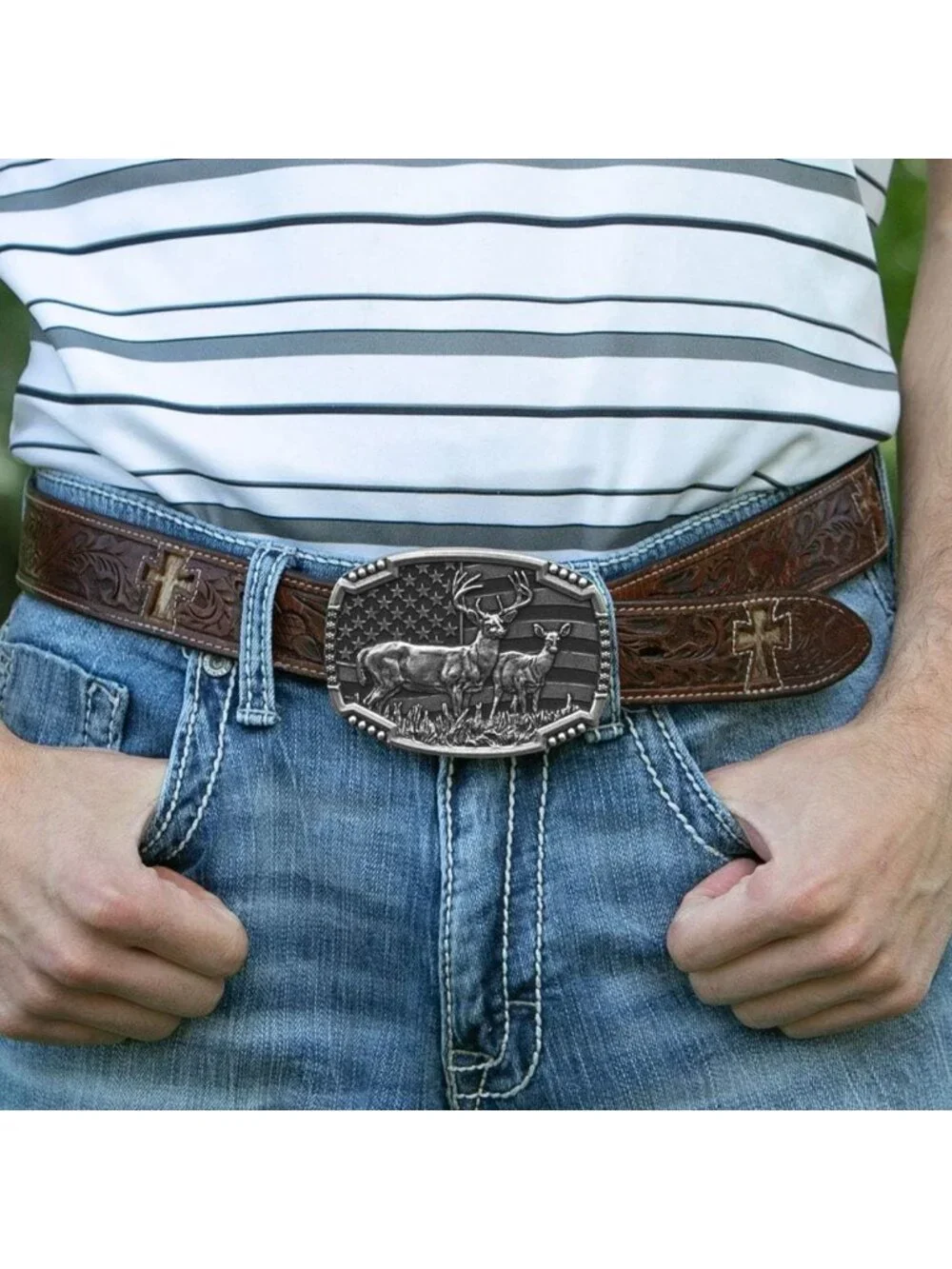 Western Attitude Belt Buckle - Montana Flag Series, Unique Cowboy Accessory